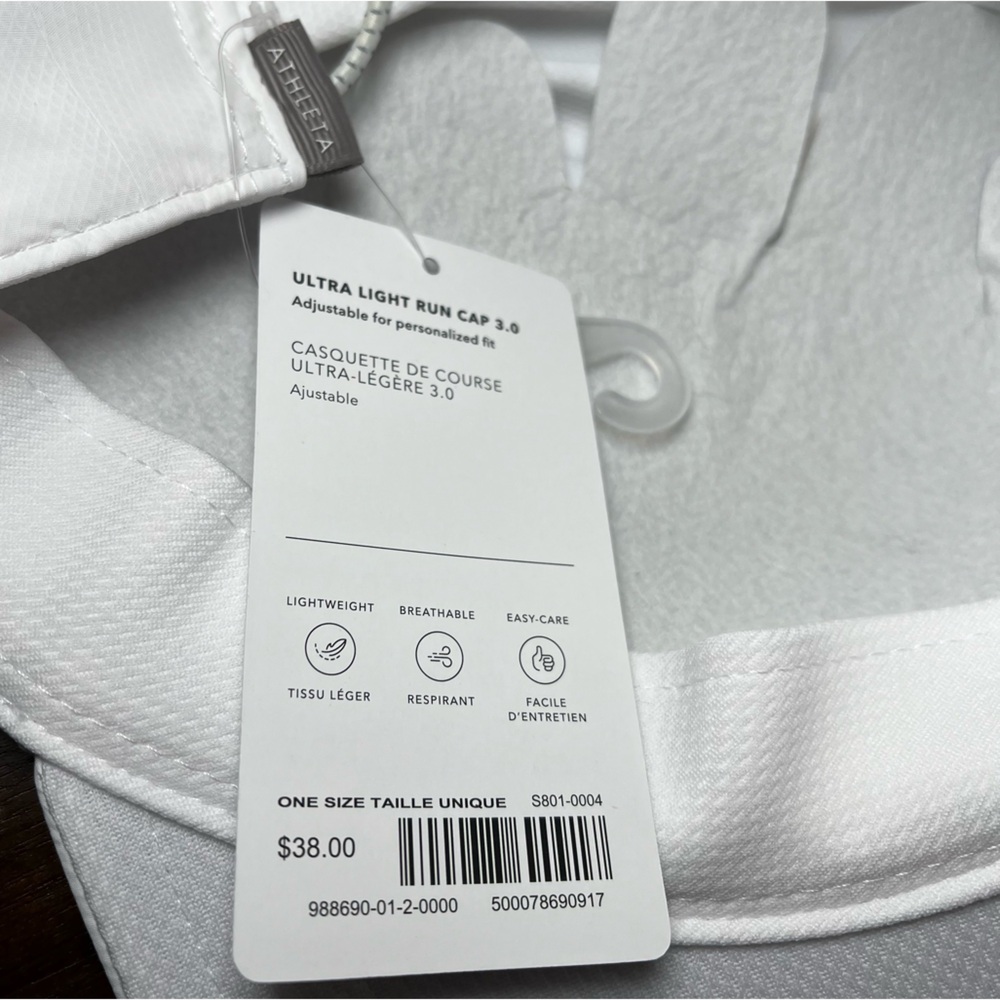 Athleta NWT Ultra Light Run Cap 3.0 Bright White Breathable Adustable Active - Picture 3 of 8